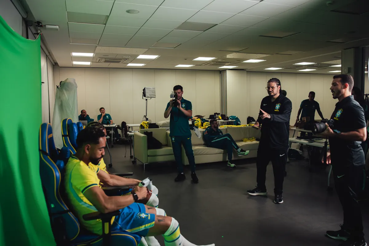 Photo and video crew at work with Brazil players